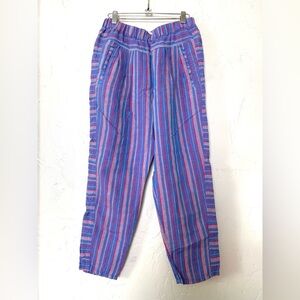 Anthropologie Linen Striped Colorful Pants